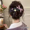 Presilha de bico de pato marrom de cachorro coreano, presilha elegante para coque torcido, presilha de cabelo volumizadora para a parte de trás da cabeça, acessório de cabelo de alta qualidade