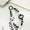 Corrente de celular de laço com contas galvanizadas, chaveiro de bloco em formato de coração, pingente de corrente de extensão para bolsa, estilo popular online