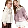 Camisas y Tops de Primavera para Niñas 2026 Nuevo Estilo Camisas Infantiles de Primavera Cardigan de Algodón con Cuello Peter Pan para Niñas con Estilo