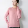 Mezcla de Lana Otoño e Invierno 2025 Nuevo Suéter Base de Punto Corto Holgado de Cuello Redondo Liso para Mujer