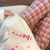 Pijama para mujer con estampado de fresas, estilo dulce y lindo, nueva ropa de casa casual versátil de manga larga holgada que se puede usar afuera