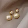 Pendientes de Perla con Forma de Diamante Grandes y Pequeños Estilo Francés, Aretes Minimalistas de Nicho, Pendientes Personalizados, Estilo Celebridad de Internet Coreana, Pendientes de Moda