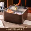 Plato de Fruta Compartimentado Imitación Madera Retro para Uso Doméstico, Caja de Snacks para Sala de Estar con Tapa, Bandeja de Plástico para Frutas Secas, Caja de Almacenamiento para Snacks