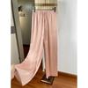 Calça Feminina de Seda Amoníaco de Cobre Perna Larga Estreita Verão Fina Caída Cordão Calça Reta com Cintura de Tiras Calça Casual Calça Longa