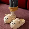 Lindas Pantuflas de Algodón con Oso para Mujer, Nuevas Pantuflas Cálidas de Felpa Antideslizantes para Interiores de Otoño e Invierno con una Sensación Suave de Amortiguación