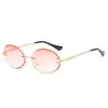 A18904 gafas de sol ovaladas retro con corte de diamante para mujer Gafas con textura de cristal gafas sin montura venta al por mayor