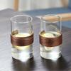Juego para el Hogar de Vasos de Vidrio Estilo Tarjeta Borosilicato Alto Resistente al Calor Gran Capacidad Anillo de Madera de Gama Alta Taza de Té Antiescaldado