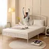 Cama de Hierro Estilo Crema Francés para Hogar Apartamento Pequeño Cama Doble de 1.8m Cama Simple Moderna para Habitación de Niña 1.2m