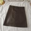 Falda de Cuero PU Talla Grande Falda en A para Mujer Otoño/Invierno 2024 Nueva Falda Cubre Caderas para Chica Rellenita Falda Adelgazante de Cintura Alta Cubre Caderas