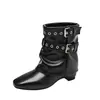 Botines Chelsea de Plataforma para Mujer con Aumento Oculto de Altura, Botas de Motociclista, Nuevo Estilo Otoño/Invierno 2026, Botines Cortos Plegables Estilo Vaquero Occidental Merade
