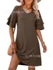 2026 Vestido de Volantes para Mujer Amazon Transfronterizo Verano Moda Femenina Europea y Americana Nuevo Estilo Vestido con Mangas de Volantes