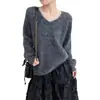 Nueva colección otoño/invierno 2026: Suéter de punto para mujer de corte holgado, estilo coreano, con cuello en V, diseñado para un look relajado y favorecedor, y fácil de combinar con otros atuendos