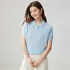 Novo Top de Tricô de Caxemira de Manga Curta para Outono Novo Feminino Temperamento Francês Gola Polo Tricô Trançado Suéter Base de Lã