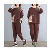 Conjunto de Moletom Solto Feminino para Primavera e Outono Feminino 100kg Menina Gorda Estilo Ocidental Tamanho Grande Casual Roupa Esportiva Conjunto de Duas Peças