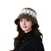 Sombrero de pescador de punto jacquard estilo universitario coreano para mujer, nuevo sombrero de cubo de color block cálido casual para otoño e invierno, protector de orejas