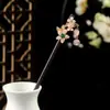 Horquilla Antigua de Imitación de Sándalo de Alta Calidad Broche Elegante para el Cabello Borla de Madera Accesorios para el Cabello Paso a Paso Hanfu Cheongsam