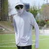 Ropa Protectora Solar con Capucha de Seda Helada Transfronteriza para Hombres y Mujeres, Nueva Ropa Protectora Solar Fina Transpirable de Color Sólido para Verano, Chaqueta Protectora Solar para Exteriores, Moderna