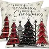 Funda de Almohada Navideña Nueva Coche Pino Copo de Nieve Bola de Navidad Estampado de Lino Decoración de Habitación Cojín de Sofá
