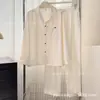 Pijama de Nuevo Estilo de Seda Sintética para Mujer, Manga Larga y Pantalón Largo para Primavera y Otoño, Conjunto de Ropa de Casa Dulce Brillante y Transpirable