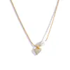 Diseño en Forma de Corazón Estilo Dulce para Mujer Collar de Acero Inoxidable Chapado en Oro de 18K Colgante de Corazón Full Diamond Pulsera Cadena para Clavícula