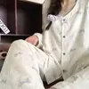 Pijama de manga larga para niña con lazo, primavera y otoño, adecuado para usar como ropa exterior, conjunto de otoño, ropa de casa de algodón nube, nuevo modelo 2026