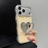 Funda de teléfono con soporte en forma de corazón con patrón de concha de borde ondulado adecuada para Apple 17PROMAX, cobertura total, tacto de alta gama 14, 16/15
