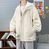 Chaqueta con capucha de estilo nuevo para hombre de primavera y otoño, doble pieza falsa, ropa exterior holgada, capucha con cordón, tendencia callejera, top casual