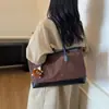 Bolsa Retro Animal Print Leopardo Coreana para Mulheres 2025 Outono Nova Tendência Bolsa Tote de Grande Capacidade Costurada Bolsa de Braço para o Dia a Dia