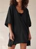 Traje de dos piezas de verano 2024 para mujer europea y americana, nuevo de Amazon, menos casual, de manga corta, con cuello en V grande y shorts separados.