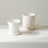 Taza de Té de Cerámica Pintada a Mano con Puntos de la Dinastía Tang y Song con Tapa, Filtro Interior para Separar el Té y el Agua, Taza de Uso Personal