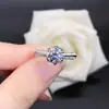 Anel de diamante moissanite cor ouro rosa tamanho ajustável 1 quilate Alto Padrão seis garras Anel botão
