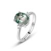 Nuevo anillo de plata S925 con musgo verde, ágata y hierba acuática para mujer, comercio exterior de Amazon, noble deseo, nuevo producto transfronterizo.