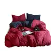 Nuevo Conjunto de Cuatro Piezas para Dormir de Algodón Lavado para Bebés y Madres Conjunto de Tres Piezas para Dormitorio de Estudiantes Color Sólido Sábana Funda de Edredón en