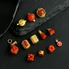 Prata 925 Banhada com Acessórios de Flor de Peônia Vermelha do Sul Pulseira DIY Acessórios de Corda Trançada Contas de Prata Antiga