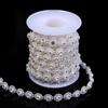 Hojas Pequeñas Simétricas Incrustadas de Diamantes Cuentas de Doble Línea Cuentas Conectadas de Doble Fila Cadena para Vestido de Novia Cadena Incrustada de Diamantes ABS Accesorios para Joyería DIY