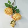 Flor Artificial Simulada de Alta Qualidade Rosa Princesa de Três Pontas Casamento Arranjo de Chão Decoração de Casa Flor Falsa Planta Verde Atacado