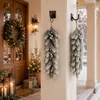 Folhas de pinho de Natal artificiais, bagas vermelhas, pinhas, pendente de parede, plantas verdes artificiais, decorações artificiais, árvore de Natal