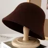 Chapéu Bucket de Lã Mesclada Cor Sólida Simples Tricotado Quente Confortável com Aba Pequena Chapéu Bucket Artístico Fresco para Exterior