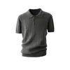 Estilo Old Money Camisa Polo Cuello Camisero Manga Corta Tejido de Punto Hombre Tejido de Punto Trenzado Británico Negocios Camiseta de Seda de Hielo Comercio Exterior Transfronterizo Venta al por Mayor