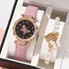 Nuevo Estilo Ins de Moda Cinturón de Mariposa Reloj de Cuarzo Pulsera de Abalorios de Mariposa Traje