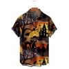 Camisa de Moda Nueva de Halloween Europea y Americana 2023 para Hombre Verano Manga Corta Casual Solapa Cárdigan Top