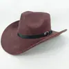 Chapéu de Cowboy Ocidental Transfronteiriço, Chapéu de Feltro de Lã Retro com Aba Enrolada, Chapéu de Férias ao Ar Livre Estilo Étnico Atacado