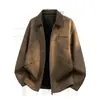 Chaqueta de Cuero para Hombre 2026 Otoño Nueva Retro Americana Top Estilo Old Money Casual Holgada Chaqueta con Cuello Solapa Tendencia para Hombre