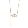 Exquisito Collar de Nariz de Cerdo Dorado Champagne para Mujer, Moda Elegante de Lujo Ligero, Zircón Incrustado, Cadena de Clavícula Ajustable