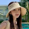 Novo Chapéu de Palha Crochê Estilo Coreano 2026 com Top Aberto para Mulheres, Chapéu de Sol de Aba Larga para Verão, Chapéu Dobrável para Férias, Tendência