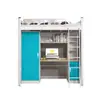 Litera Personalizada con Escritorio, Cama de Apartamento, Dormitorio Estudiantil con Estantería, Armario de Almacenamiento, Cama de Hierro Forjado, Cama con Escalera Recta, Yifanmei