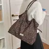 Bolso de hombro casual estilo coreano con cierre de cordón, gran capacidad, adecuado para ir al trabajo y viajar, estampado de leopardo retro, bolso tote versátil