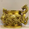 Quemador de Incienso de Latón con Nueve Dragones, Tamaño Grande para Uso Doméstico, Quemador de Incienso para Sala de Estar, Salón Budista de Estilo Chino para Interiores, Salón Ancestral, Cuenco del Tesoro Doble Dragón