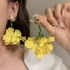 Brincos de Franja de Cristal com Flor de Rosa Retro Exquisita Super Fada Moda Temperamento Atmosfera Pétala Simulada Joia de Orelha