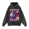 Sudadera con capucha de algodón puro, cuello redondo, estilo fried flower, talla grande, holgada, estilo Ins, con estampado de cantante